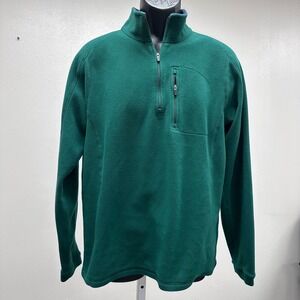 L.L.Bean Fleece Pullover Quarter‎ Zip Jacket Outdoor Green Mens M